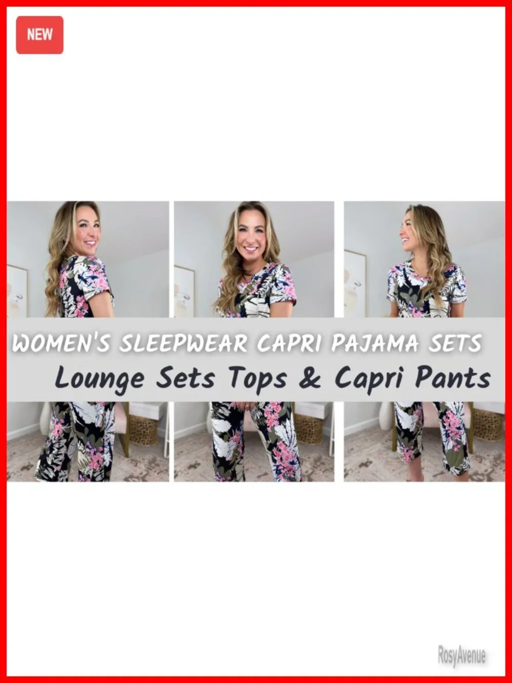 Short Sleeve V-Neck Capri Pajama Set with Pockets